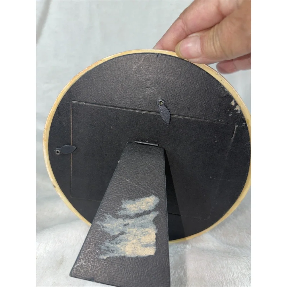 Vtg 3D Baseball Photo‎ Frame Weathered Look Red Laces Holds 3x3 Photo Easel Back